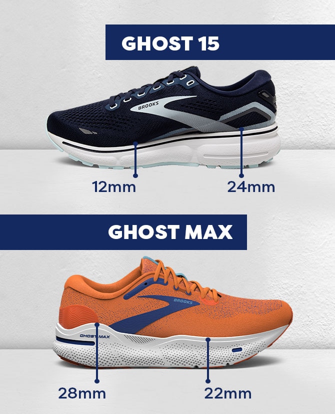 Illustrazione delle scarpe da corsa Ghost e Ghost MAX