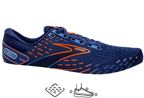 A shoe upper from the side
