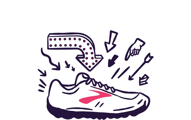 Illustration of a shoe with arrows pointing to it