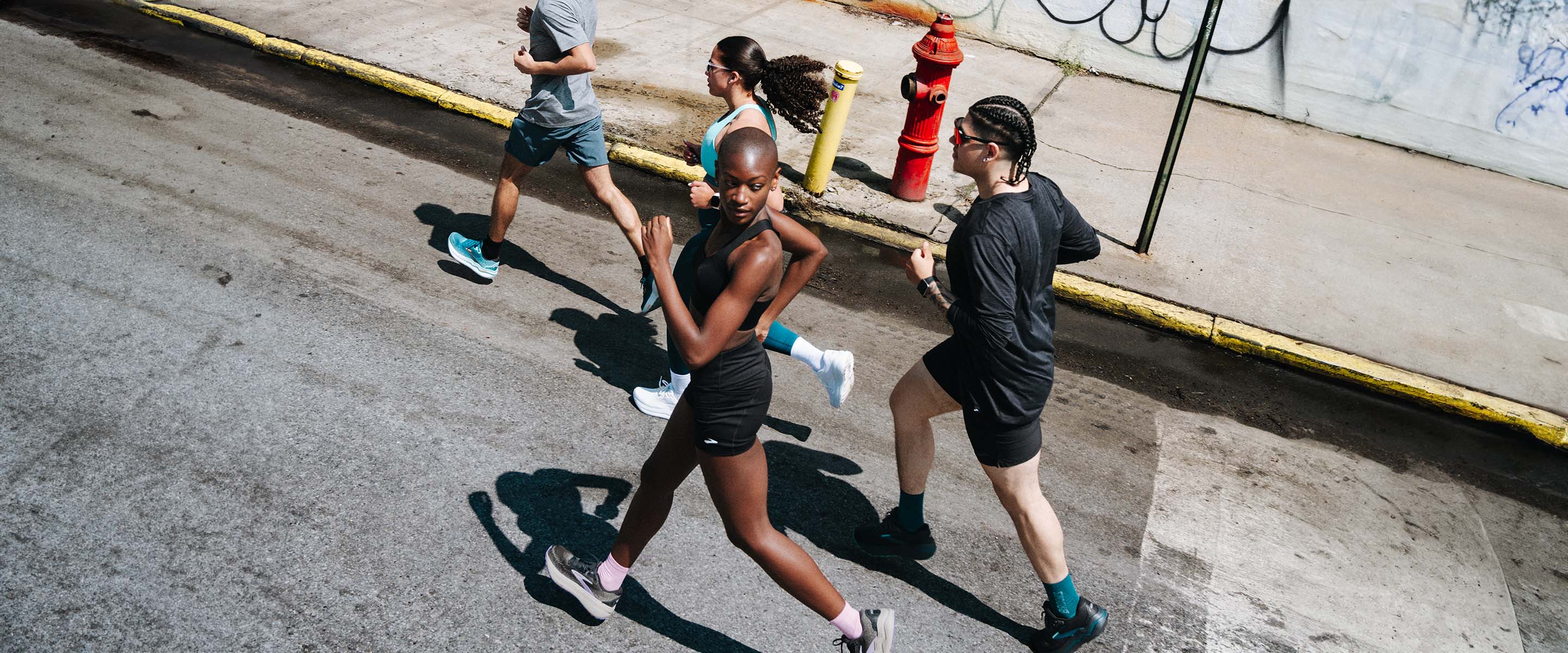 Close up shot of runners smiling