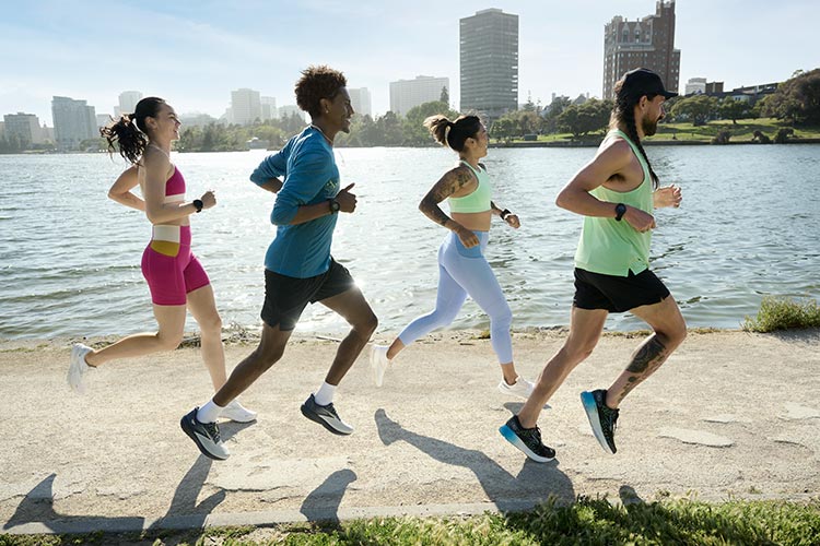 Runners near the water