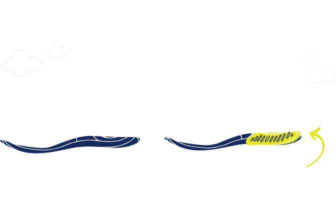 Illustrated Brooks Glycerin 19 and Glycerin GTS 19 shoes with a yellow arrow pointing to the yellow highlighted GuideRails support in the GTS 19.