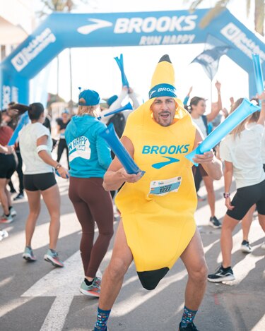 Runner in a banana suit