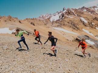 Runners on a mountainside