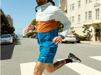 Man wearing Brooks Running clothing