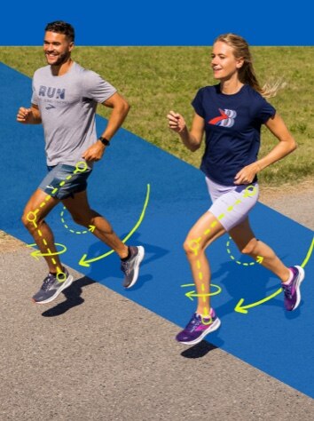 Two runners with arrows drawn on them