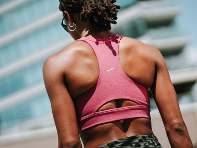 A woman wearing Brooks apparel