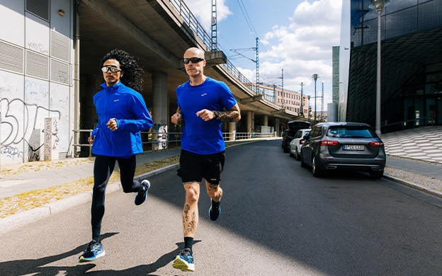 running on road