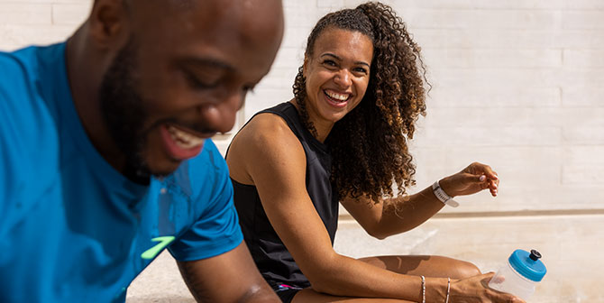 Runners smiling