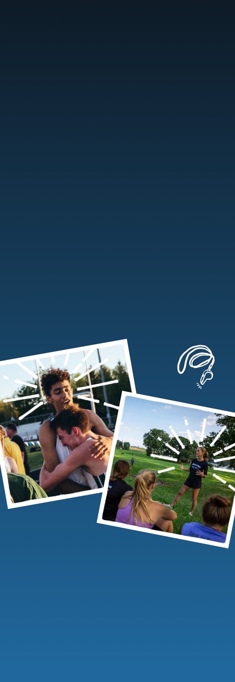 Photo collage on dark blue background