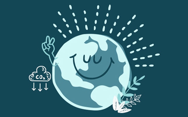 Illustration of the Earth smiling
