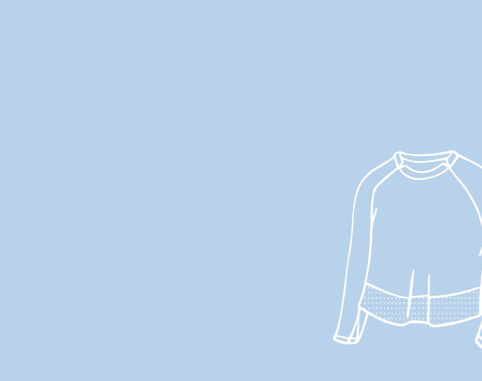 light blue background with white illustration of a long sleeve