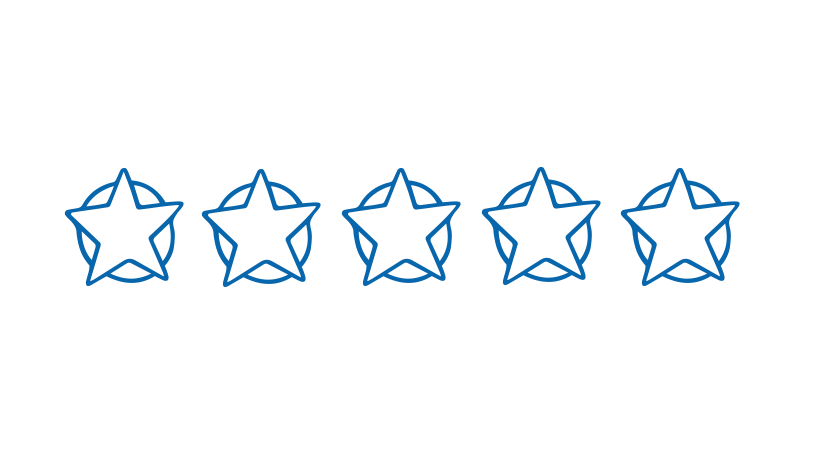 Five illustrated ratings stars