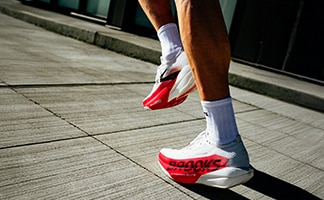 Lifestyle shot of the Brooks Hyperion running shoe