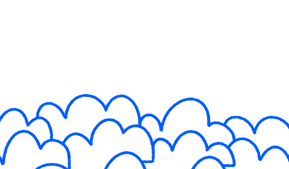 Un arrière-plan bleu avec des nuages de dessins animés blancs dessinés dessus