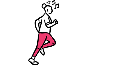 Illustrierung einer Frau beim Laufen mit Musik