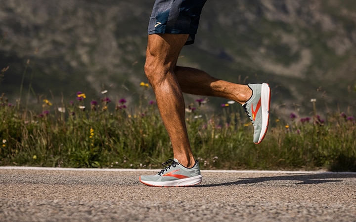 Blue and purple running shoes