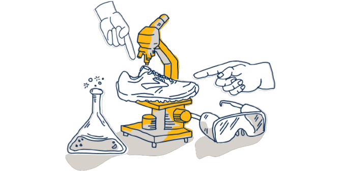 Illustration of shoes with lab equipment