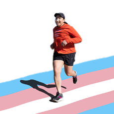 Runner on transgender flag