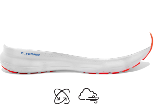 A shoe midsole from the side