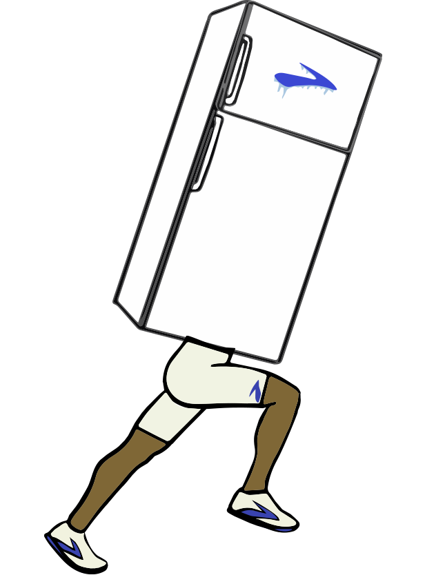 Fridge illustration with legs running