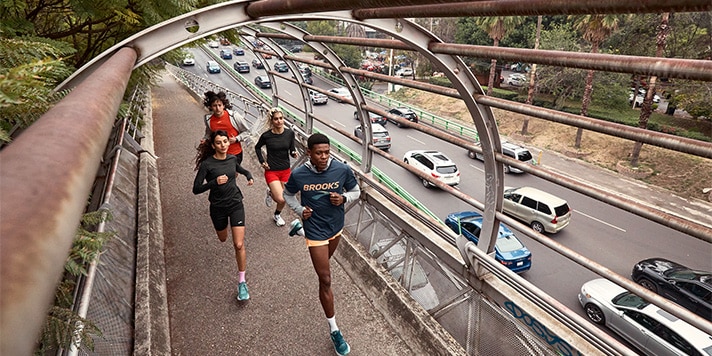Runners in a city
