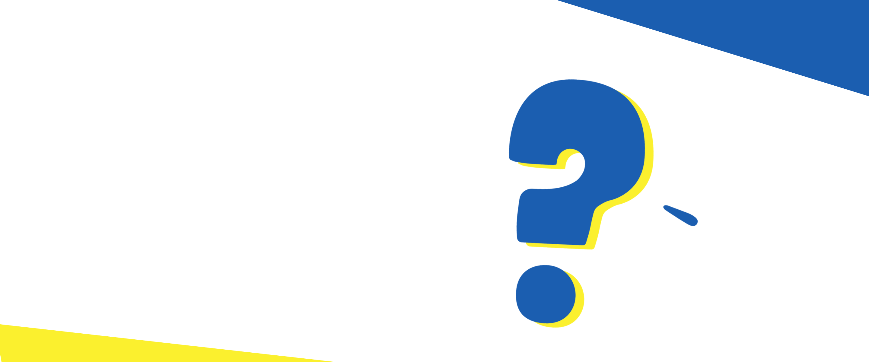 Blue and yellow digital question mark graphic. 