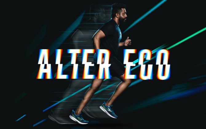 Man running with Alter ego in the background