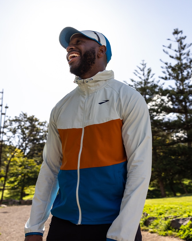 Model wearing Brooks Canopy jacket