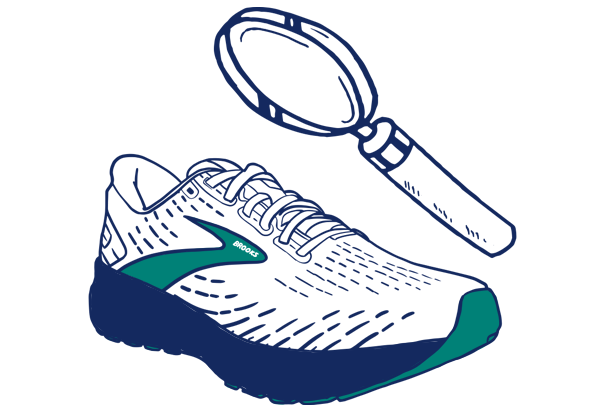 Running illustration with a magnifying glass