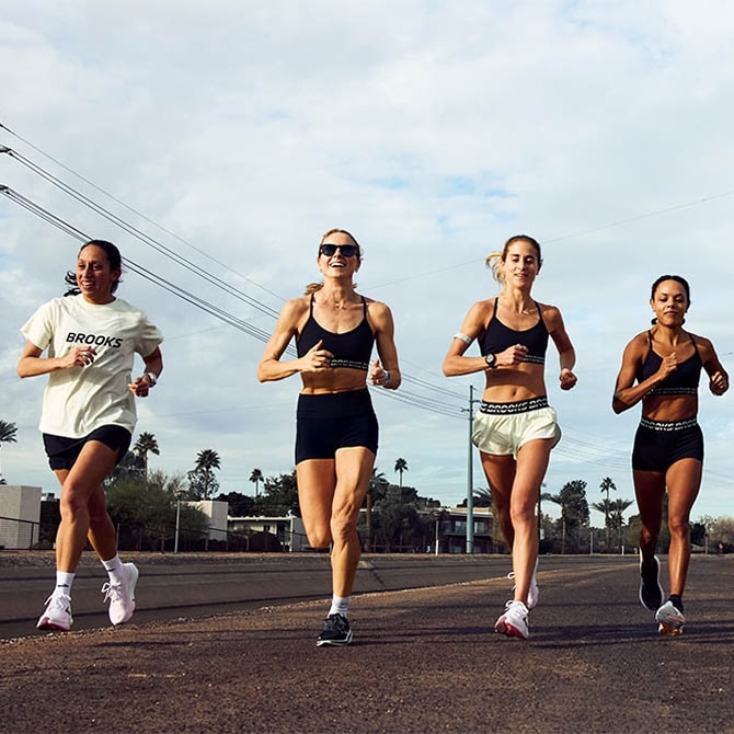 women running in brooks running gear