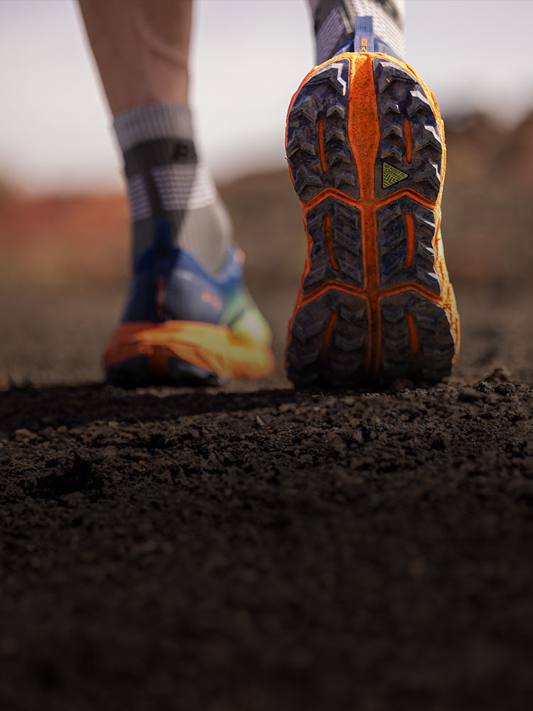 Bottom of a trail shoe