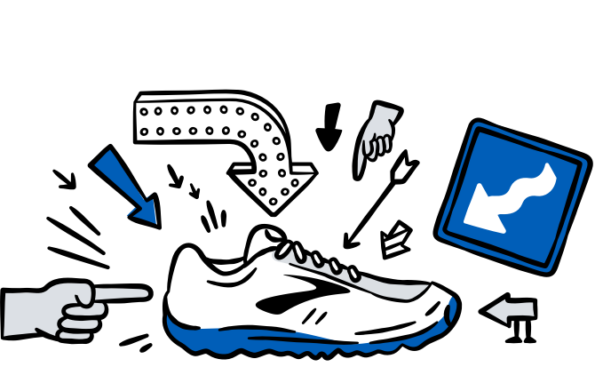 Illustrated shoe with different arrows pointing to it