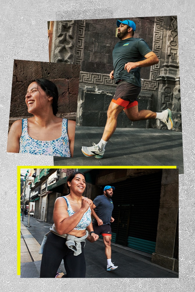 Collage di immagini di runner in movimento